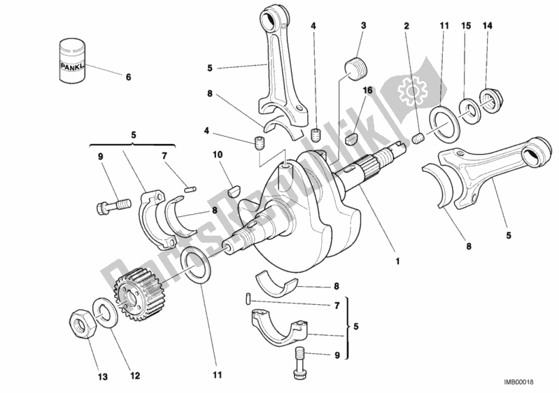 Alle onderdelen voor de Krukas van de Ducati Superbike 996 S 2001